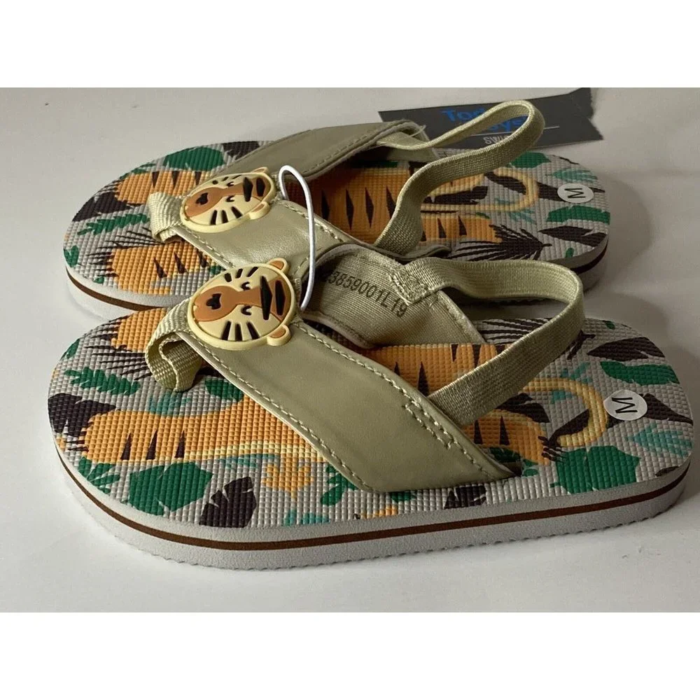Swiggles Jungle Lion Toddler Boys Flip Flops Medium 7/8 NWT A24